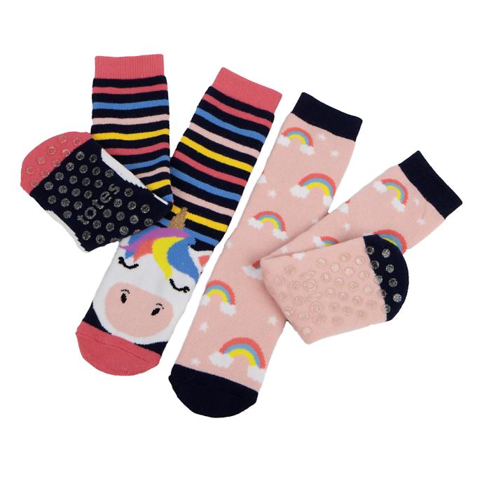 totes toasties Childrens Original Slipper Socks (Twin Pack) Unicorn Extra Image 2
